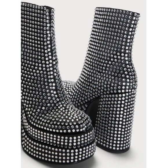 🕺💿💋STUNNING 70s GLAM!💋💿🕺Disco Fever Studio 54 Rhinestone Platform Boots - Picture 7 of 16